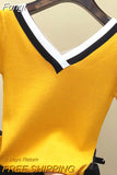 Hollow Out Short Sleeve Knitted Tops 2023 Thin V Neck Loose Pullovers Sweaters Women Jumpers Womens Clothing Sweter