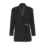 Fashion Commuting Wind To Close The Waist Thin Suit Suit 2025 New High-End Metal Buckle Belt Design Suit Jacket