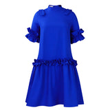 Fongt Women's 2025 Summer New Fashion Solid-Colored Wooden Ear A Dress African Dress