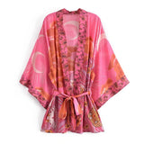 Fongt Autumn Women's New Human Cotton Positioning Water Printing Belt Kimono-Outfit