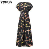 Split Hem Blouse Women Split Tunic Vintage Printed Long Shirts 2021 Summer Dress Female Casual Party Tops
