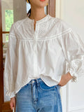 Fongt 2025 New Style French Embroidered White Shirt Female Long Sleeve Temperament Commuting Southern Oil Women Shirt