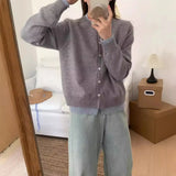 Splicing Color Fake Two Knitted Cardigan Women Wear Thin Sweaters Folded In Autumn-Outfit