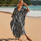 Fongt Middle Woven Polyester Loose Plus Size Bikini Smock Beach Dress Sunscreen Beach