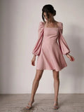 Sleeve Neck Elegant Slim Vintage A Line