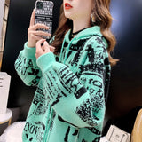 New Style Lazy Sweater With Hooded Sweater In The Autumn And Winter Of 2024 Is Loose And Wears Medium-Length Alphabet Tops.-Outfit