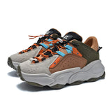 Couples Sneakers Women Men Thick Sole Running Shoes Unisex Leather Sport Shoes Comfortable Waterproof Walking