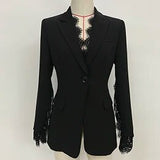 QUALITY 2023 Newest Designer Blazer Women's Slit Sleeve Lace Embellished Single Button Blazer