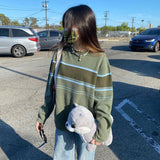 Patchwork Striped Knit Sweater-Outfit