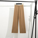 Fongt Simple Splicing Loose Short-Sleeved Knitting Top High Waist Thin Leg Pants Two