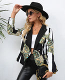 Women's Wear Autumn And Winter Burst Station Printed Lapel Small Suit Jacket-Outfit