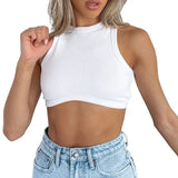 Fongt Women's New Women's Sexy Sleeveless Round Neck Rib Knit Vest Crop