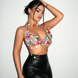 Fongt Product Hit Night Club Drop Water Gem Vest Neck Open Back Bra Bikini Body Chain