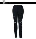 Wish Personality Hot Style All Tear Slim Elastic High Waist Jeans Small Pants-Outfit