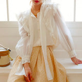 Fongt 2025 New Women's Long-Sleeved Shirt French Design Shirt Bubble Sleeve Temperament Commuting Female