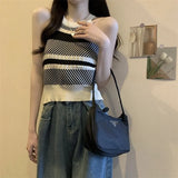 Fongt Knitted Small Sling Vest Fashion Summer Wearing Sleeveless Net Red Explosive Sweet And Sexy Waist