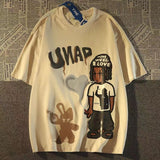 Cotton High Quality Oversized T Shirt 90s American Hip Hop Boy Cartoon Graffiti Tees Unisex Summer Loose Short Sleeve Tops-Outfit