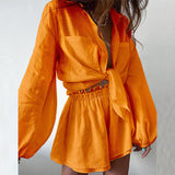 Fongt Women's Casual Fashion Sleek Sleeker Shorts Shirt Set In Summer 2025