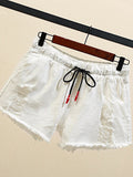 New Denim Shorts Casual Fashion Loose Solid Color Pocket High Waist Elastic Women's Clothing