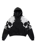 Vintage Gothic Skeleton Hoodie Autumn And Winter Hip Hop Long-Sleeved Coat Loose Hooded Sweatshirt-Outfit