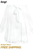 Women Preppy Style Trendy Bows Design Simple Ins Folds Ulzzang Solid Cozy Elegant Tender Ladies Casual Daily Chiffon