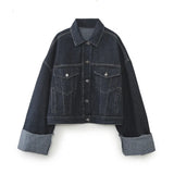 New Autumn Denim Jacket 9632255 Rolled-Up Trousers Leg Jeans 6045205-Outfit