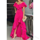 Fongt Temperament Sexy V-Neck Irregular Solid Color Hem Leaves On The Edge Of The Individual Design Lady