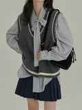 Fongt With College Girl Autumn New Retro Temperament Comfortable V-Necked Waistge Vest