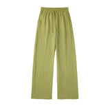 New Solid Color Elastic Waist Wide Leg Trousers 9929140-Outfit