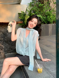 Fongt Xixi 2025 Summer New Korean Version Of The Temperament With Chiffon Sleeveless Shirt Women's Top 89336