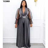 Pleated Jumpsuit Fall Clothes African Dresses For Women 2021 Club Outfits Dashiki Ankara Evening Party Plus Size Africa