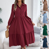 Shooting 2025 Autumn And Winter Collar Casual Loose Long-Sleeved Lotus Leaf Shirt Skirt Women's