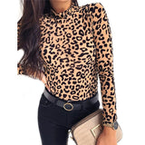 Floral Sexy fashion women Tee top Pullover Long sleeve High neck Club Casual style Fall clothes Turtleneck Slim