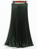 Fongt Luster Polyester Pressure Folded Half Skirt Original Single Long Skirt Silk Clear Silk #8035