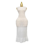 Fongt Family 2025 Sleeveless Wood Ear Temperament Knitted Dress Fresh Lotus Leaves