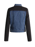 Fongt 2024 New Fashion Retro Jacket Jacket Design Sense Color Splicing Long Sleeve Short Denim Jacket Girl-Outfit