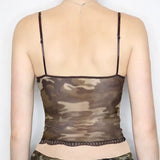 Camouflage Printed Mesh Camis Harajuku y2k Patchwork Sleeveless Crop Top Women 2000s Aesthetic Clothing Summer Sexy Tees-Outfit