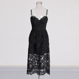 Fashion French Dress Women's 2025 Spring High-End Women's Dress Sexy Lace Hollow Sling