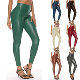 High Waist Leather Stretch Hip Bright