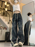 Vintage Wash Striped Boyfriend Jeans-Outfit