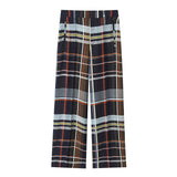 Fongt Women's Explosive Fashion Casual Pocket Shirt + Plaid Pants Set