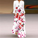 V-neck Long Sleeve Ankle-Length Vintage