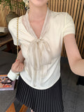 Fongt Xixi 2025 Summer New Thousand Gold Wind With Shirt Women's Short-Sleeved Top Knitted Shirt 89335
