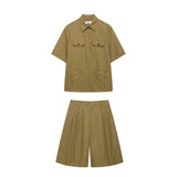 Fongt For Women's INS Explosive Pocket Shirt + Folding Shorts Set