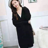 Autumn And Winter New Women's Sweater Long Coat Temperament Pure Color Outside The Shawl Sweater-Outfit