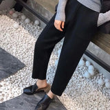 Women's Thicken Knit Pants Casual High Waist Warm Knitwear Jogging Trousers Winter Solid Chic Loose Harem Ankle-length