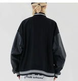 Varsity Lettering Embroidery Jacket-Outfit