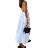 Fongt Winter New Women's Temperament Sexy Back Sleeveless Solid Color V Collar Sling Skirt Big Place