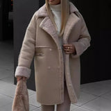 Fongt Winter New Fur Coat Collar Long Sleeves Plush Jacket