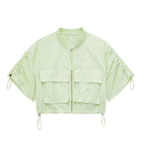 New Pocket Decoration Short Shirt Coat Tooling Miniskirt 3067421-Outfit